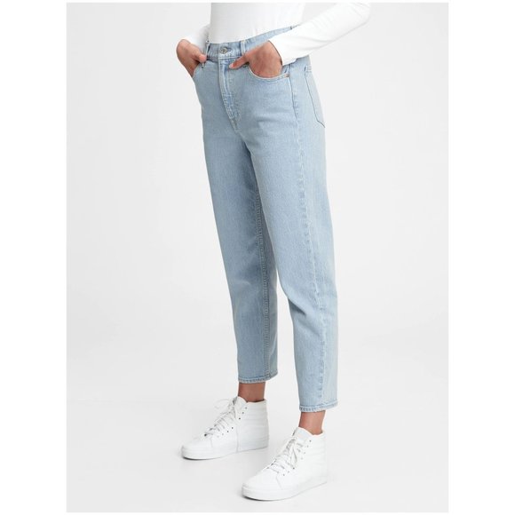 GAP Light Indigo Wash Sky High Waisted Rise Mom Jeans sz 31/12 Short NEW Women's - Picture 13 of 15